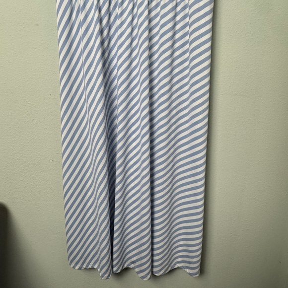 NWT H&M Blue & White Diagonal Striped Midi Dress Size Large - Picture 3 of 9